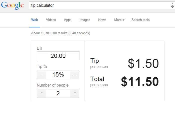 google tip calculator